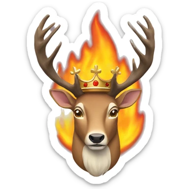 A stag in a crown of fire sticker