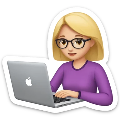 woman using laptop sticker