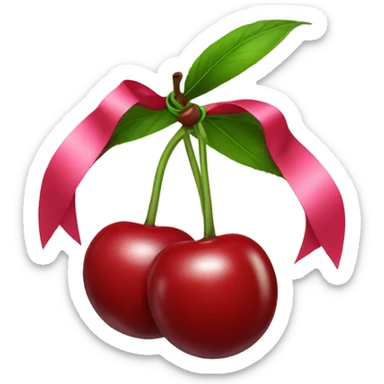 Two cherries with ribbon stem sticker