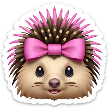Puerco espin con un moño de color rosa en la cabeza  sticker