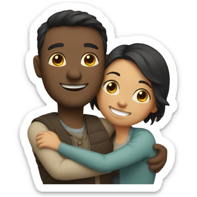 couple hug with warm smiles sticker