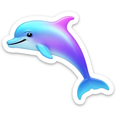 Iridescent pastel gradient dolphin sticker
