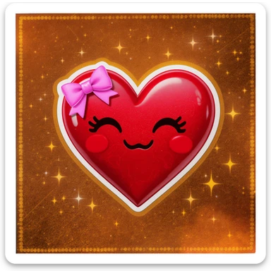 goth heart emoji, cute and shiny, with a bow accent, no background sticker