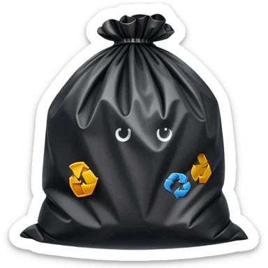 trash bag with nothin on it, just the plain trash bag, no face sticker