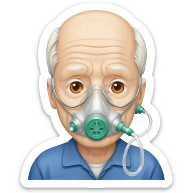simple emergency oxygen mask for old man sticker