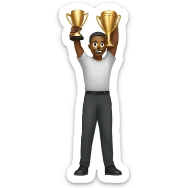 Man handing another man the championship sticker