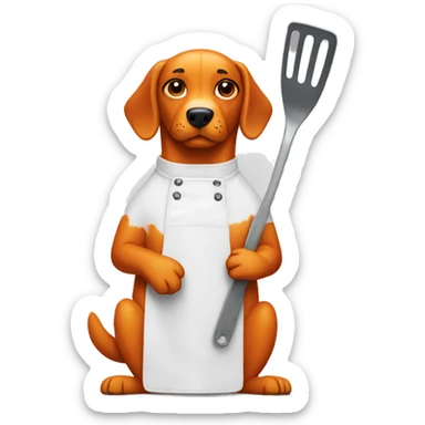 Orange dog holding a spatula sticker