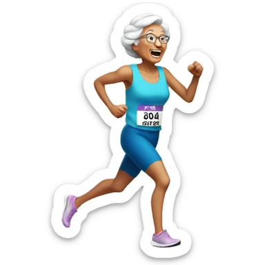 Grandma winning running race sticker