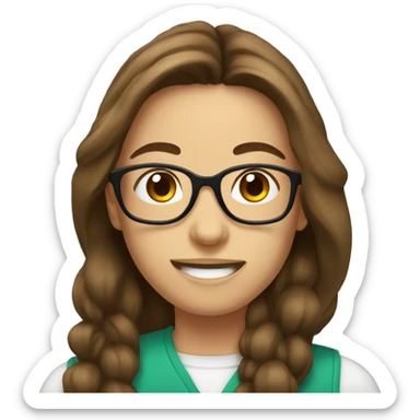 Nutricionist with glasses and brown long hair sticker