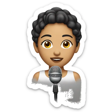 Latina with light skin singing with mic sticker