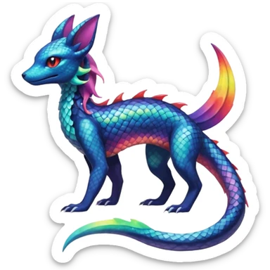 Rainbow Scaley Exotic Salandit-Aurorus-Umbreon-Suicune-Fakémon-hybrid-creature (full body) sticker