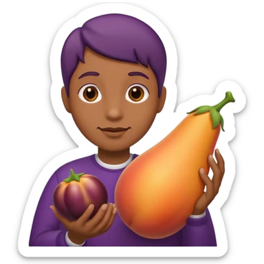 Weird emoji with her eggplant and peaches sticker