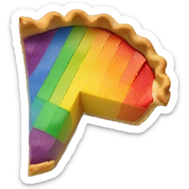 a round rainbow filled pie with a slice taken out of it sticker