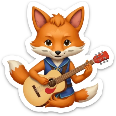 Kitsune with a nose ring playing a guitar sticker