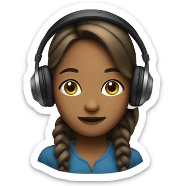 Girl listening a music on headphones  sticker