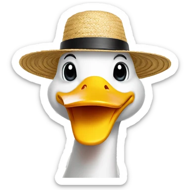 white duck with a straw hat holding his hand like this emoji 🤙 sticker
