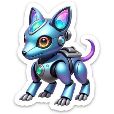 Mechanical Nebulae Cute Adorable Colorful Shiny Iridescent Futuristic Modern Cybernetic Protogen-Fakémon-Pokémon-creature-fusion (full body) sticker