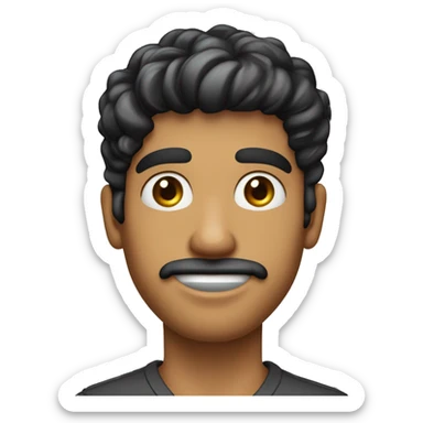 Joven Masculino Moreno claro Cabello rizado y corto Barba de candado (perilla y sin bigote)
Ojos Oscuros aretes en la oreja derecha sticker