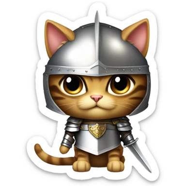 Cat in knights armor sticker