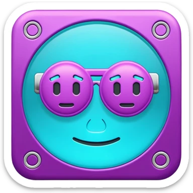 futuristic minimalistic emoji icon, letters "SANG" formed by three glowing digital lines representing Storm, Atom and NoizeGames, neon purple (#8B5CF6) and cyan (#00E0FF) on dark background, modern tech style, 1:1 aspect ratio
 sticker