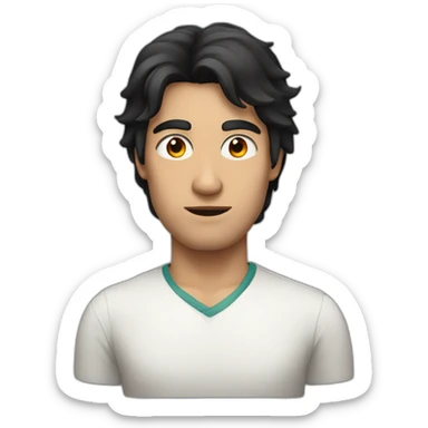 A man with thick, black hair and a red spot above his eye  sticker