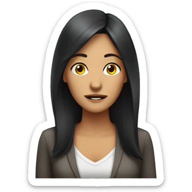 adult Brazilian woman with dark hair having a mental burnout sticker