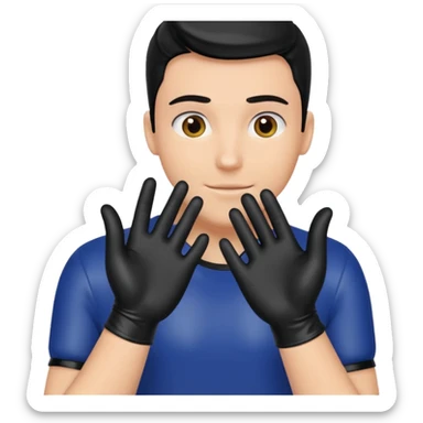 shiny black latex gloves on male hands sticker