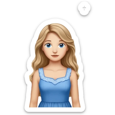 pretty female with long wavy brown hair with blonde highlights and blue eyes standing in front of a historical landmark in Germany  sticker