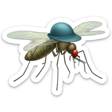 Mosquito with a hat sticker