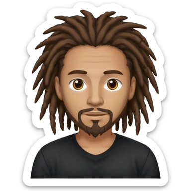 columbian tech man with brown hair, dreadlocks, goatee, brown eyes. And black shirt. sticker