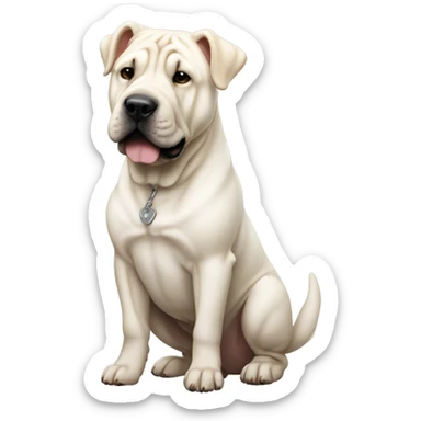 White dog full body sharpei ears and tail girl perfect side profile slim head  sticker