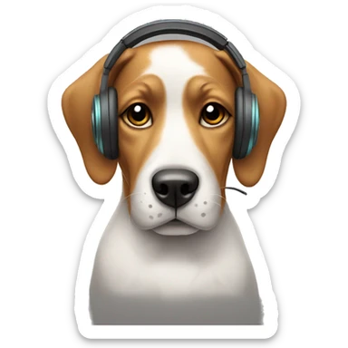 Dog with headphones sticker