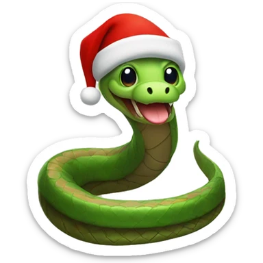 A snake with a Santa Claus hat sticker