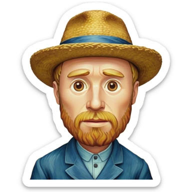 cinematic-realistic-vincent-van-gogh-pop-culture-emoji,-featuring-an-expressive-portrayal-inspired-by-the-legendary-painter-rendered-with-dynamic,-swirling-textures-and-artistic-lighting. sticker