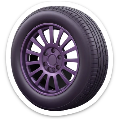 Make a tire emoji that looks exactly like the reference image, in iOS emoji style. 3D, shiny, smooth gradients, soft shadows, realistic tire texture, classic emoji look. Add a glossy effect to the rubber. sticker