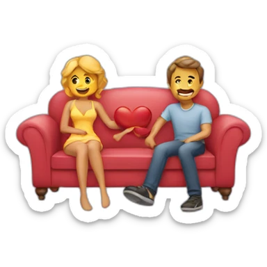 Lovers on a couch  sticker