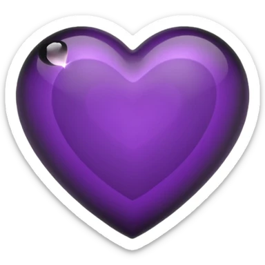 dark purple heart with a shiny black crystal core sticker