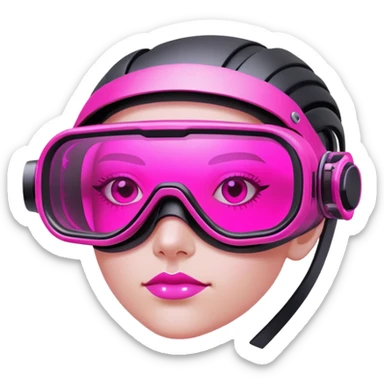 cyberpunk pink protective glasses, neon pink lenses, futuristic welding eyewear sticker
