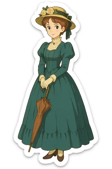 the full body of a stereotypical victorian young  wealthy women sticker