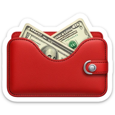 Red wallet with dollars sticker