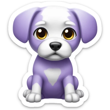 Purple Chibi Dog with Folded ears, white face, white paws, black eyes, Full Body sticker