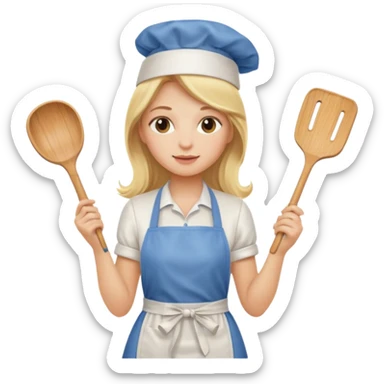 Blonde girl with long hair, cooking , cleaning  sticker