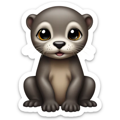 cute otter baby with nose piercing and black eyeshadow sticker