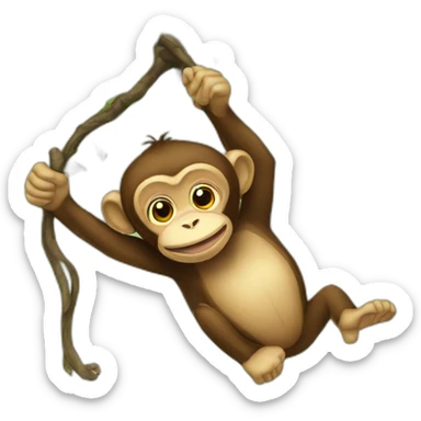 a monkey hanging from a tree sticker