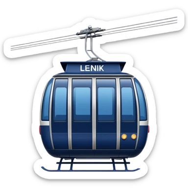 create a cablecar emoji in winter. make it navy dark blue. and add the words in white: Lenk  sticker