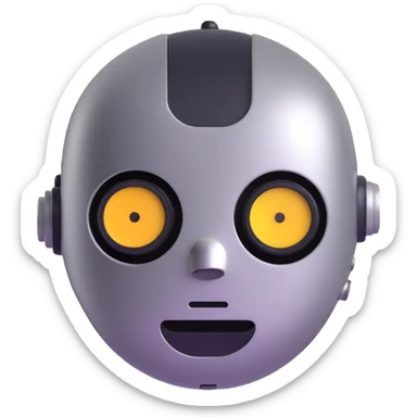 steel round robot face sticker