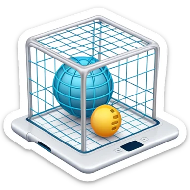 Create an emoji for 3D visualization and modeling. Show a 3D object with wireframe lines and a 3D modeling tool interface. Use modern, professional colors. Do not include any emojis or smiley faces. Make the background transparent. sticker