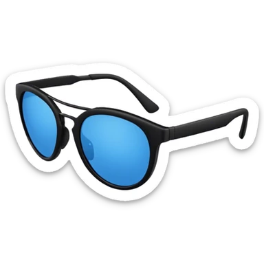 A stylish sunglasses with a bold, modern design, featuring blue lenses and a matte black frame, perfect for a sleek and trendy look. no head no face sticker