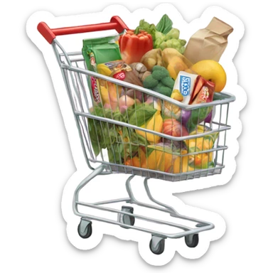 shopping cart with groceries sticker