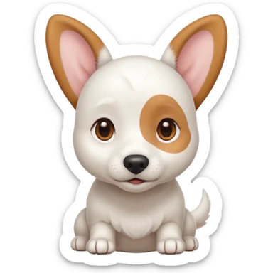 White dog with brown eyes and some long white body and white ears with brown spots curved on the sides sticker